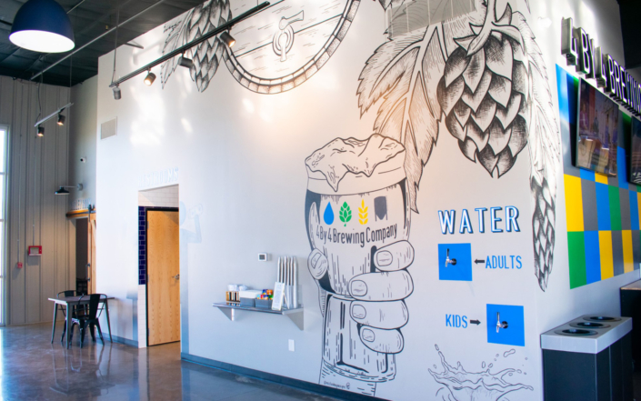4 By 4 Brewing Company Logo Mural
