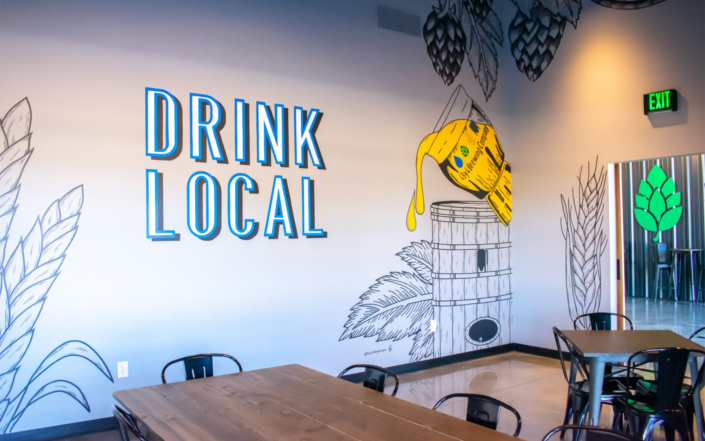 4 By 4 Brewing Company Wall with Drink Local Mural