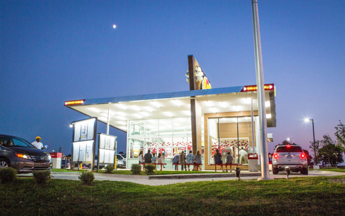 Andy's Frozen Custard with People Sitting on Benches Outside