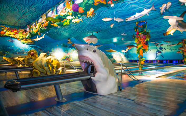 Fun Mountain at Big Cedar Lodge 2989 Fun Mountain at Big Cedar Lodge Bowling Alley Shark Shaped Bowling Ball Feed