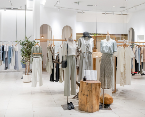 Interior of modern women's clothing store